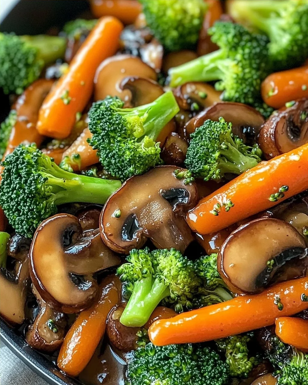 15-Minuten-Pfanne mit Champignons, Brokkoli und Karotten