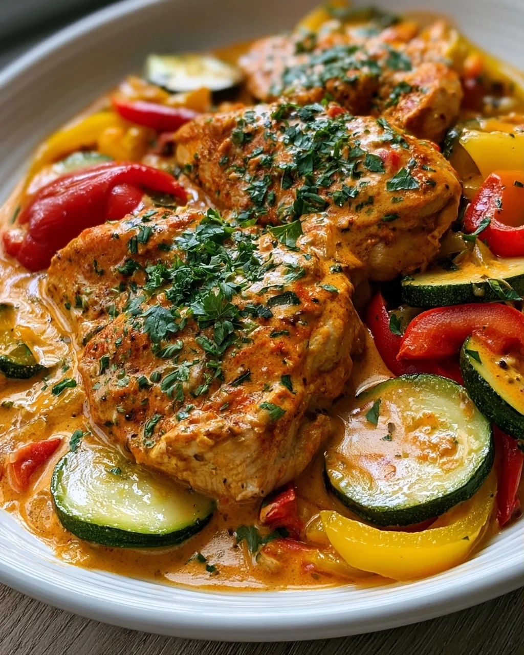 Cremiges Paprika Zucchini Hähnchen – Lecker und einfach!