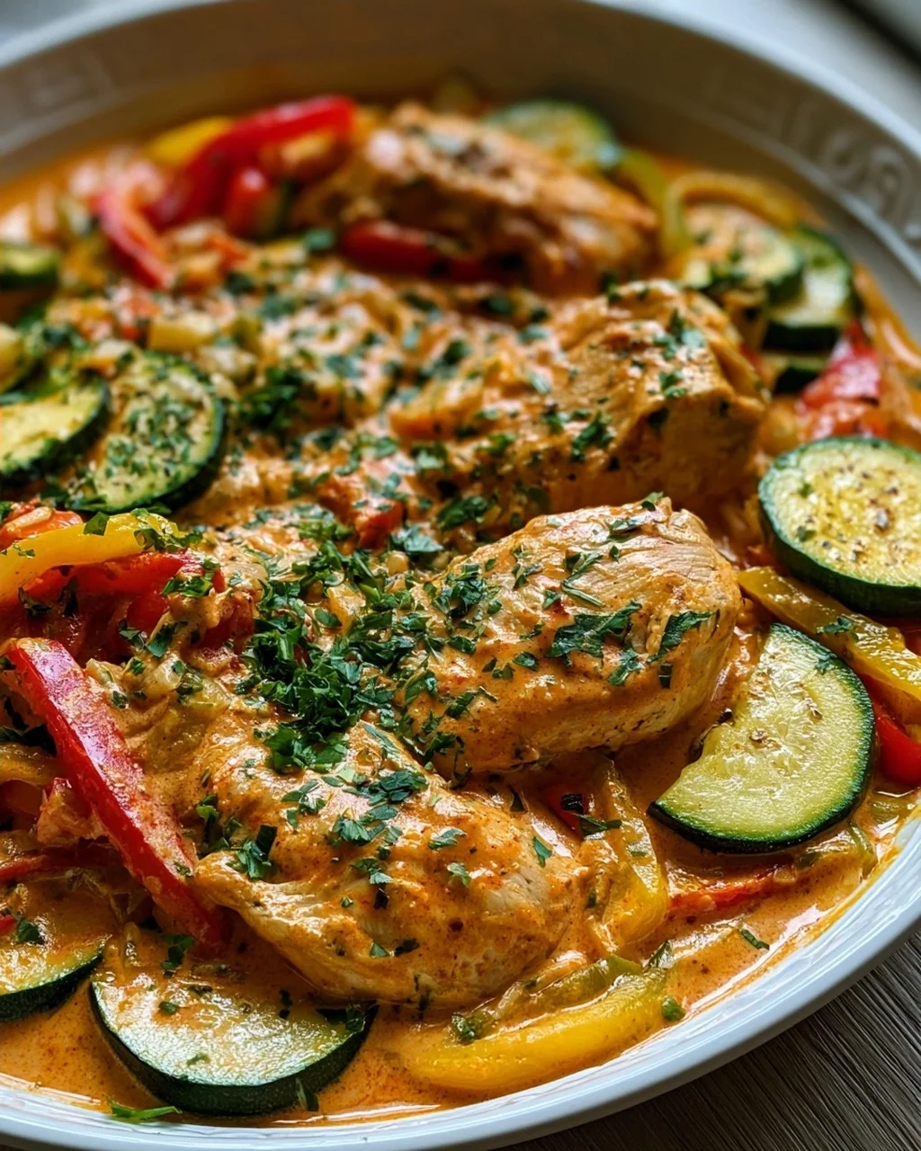 Cremiges Paprika Zucchini Hähnchen – Lecker und einfach!