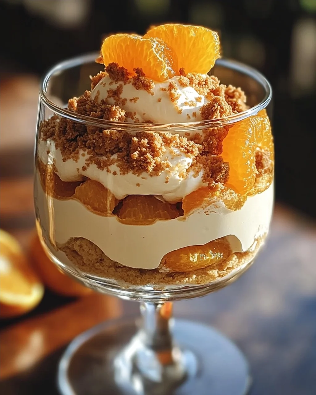 Eierlikör-Mousse mit Spekulatius-Creme und Mandarinen