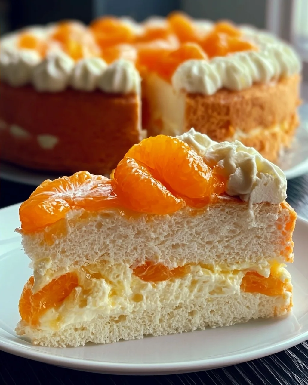 Fantakuchen mit Mandarinen und Paradiescreme