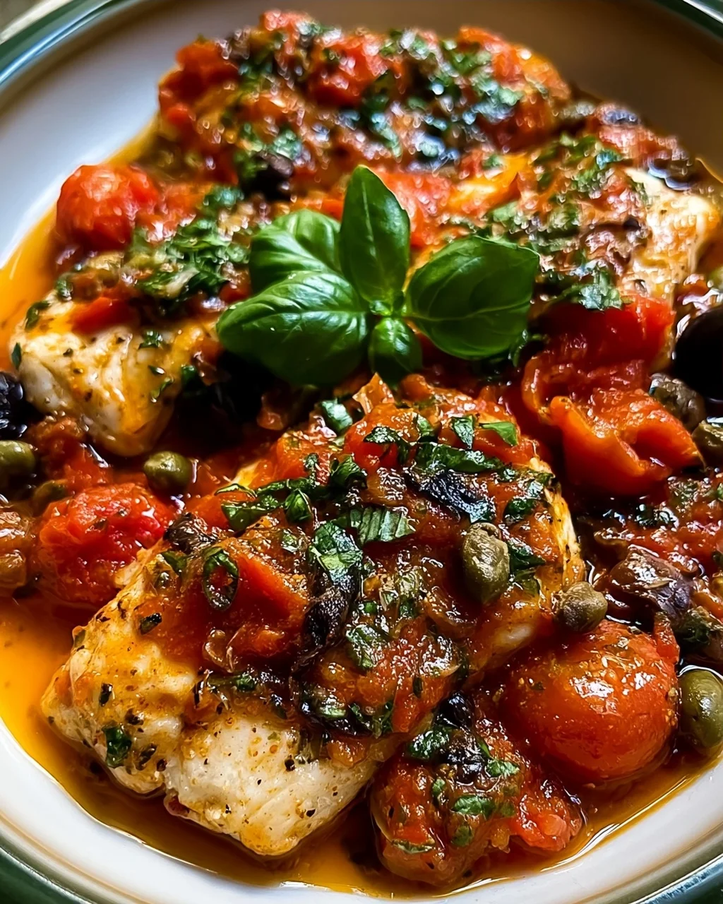 Fisch Puttanesca für ein schnelles Dinner