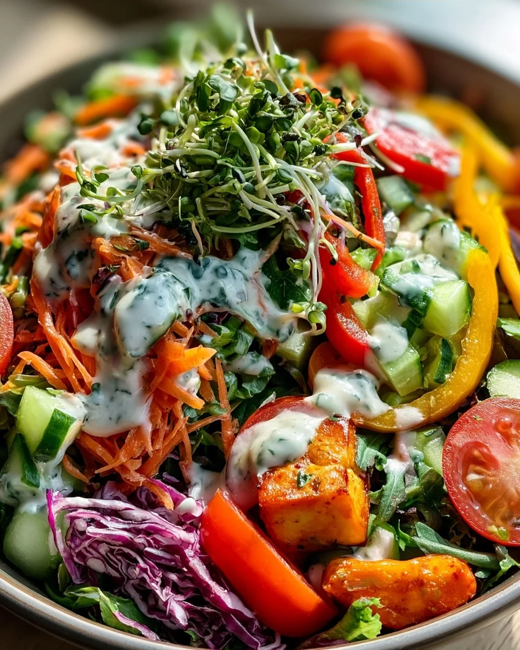 Fitness Salat – Dein veganer Power-Lunch mit Joghurtdressing