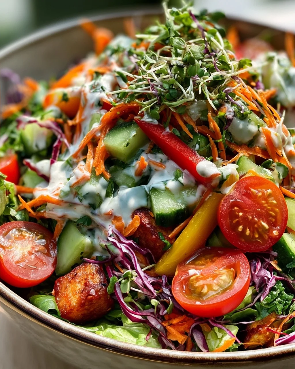 Fitness Salat – Dein veganer Power-Lunch mit Joghurtdressing