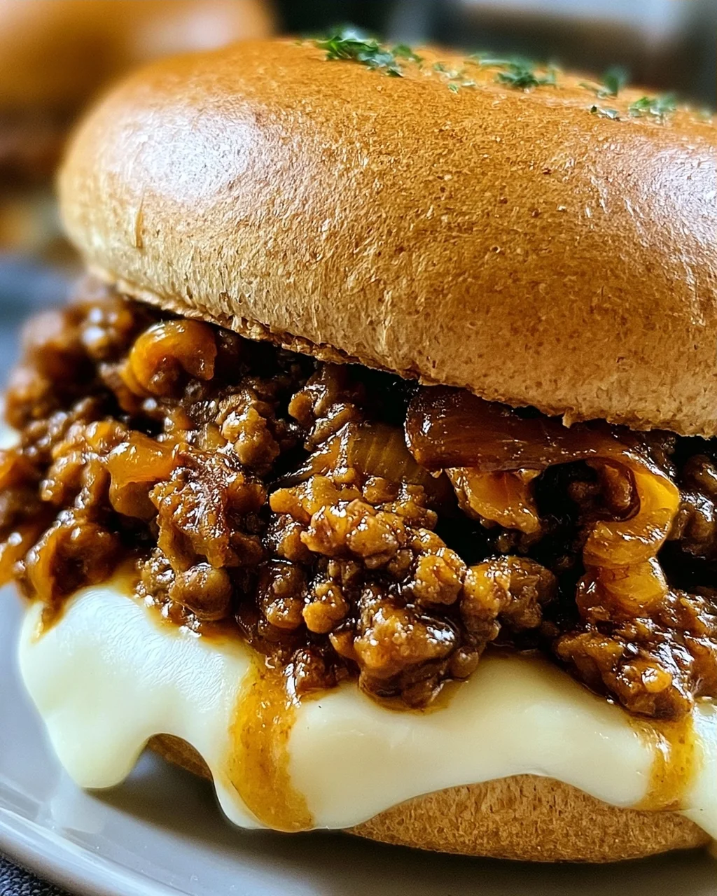 Französische Zwiebel Rindfleisch Sloppy Joes zuhause genießen