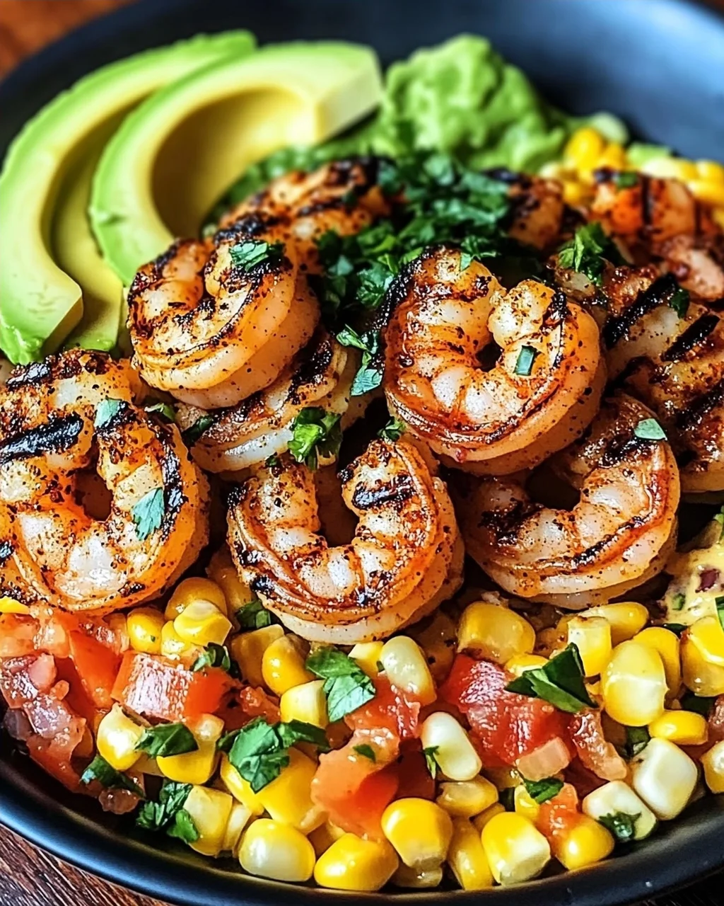 Gegrillte Garnelen Schüssel mit Avocado & Salsa