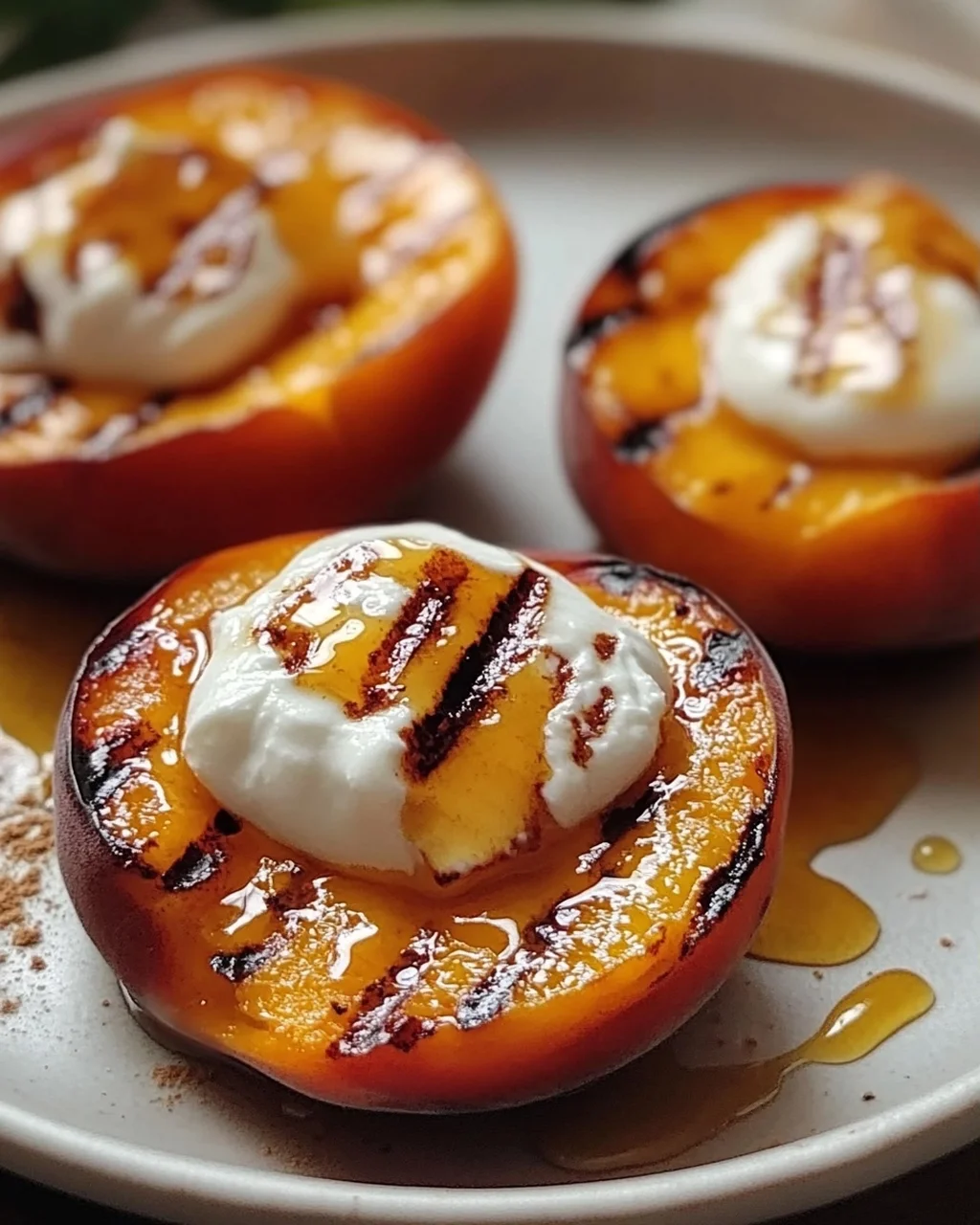 Gegrillte Pfirsiche mit Joghurt und Honig