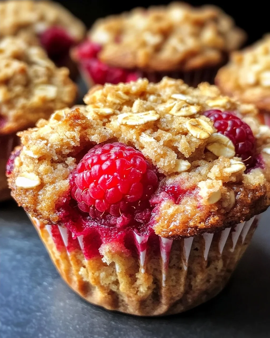Gesunde Himbeer-Muffins mit Haferflocken-Streuseln