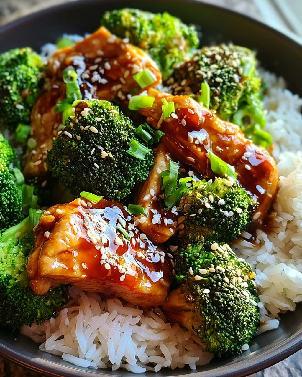 Hähnchen-Teriyaki mit Brokkoli und Reis