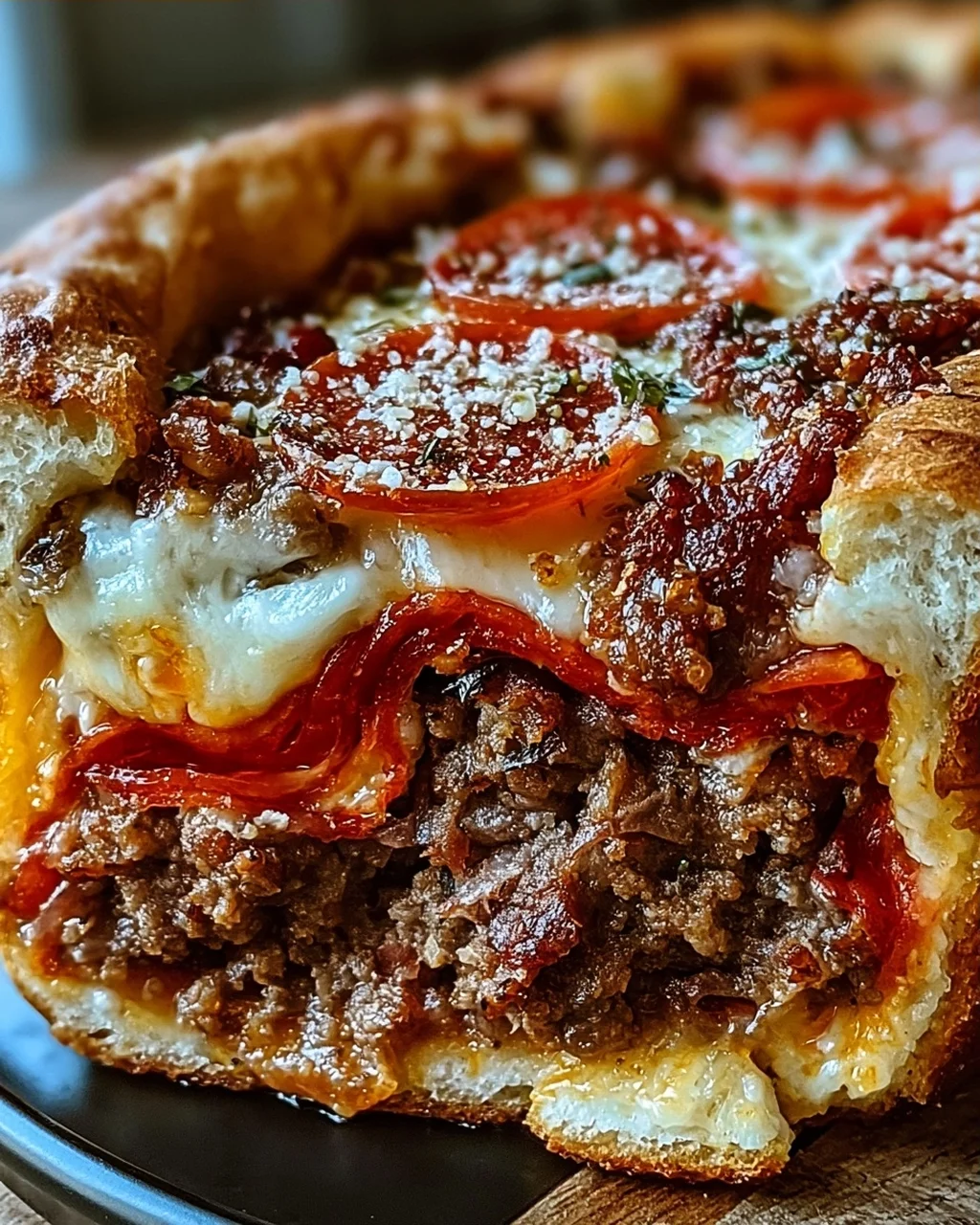 Herzhafter Hamburger Wurst- und Peperoni-Kuchen für jeden Tag