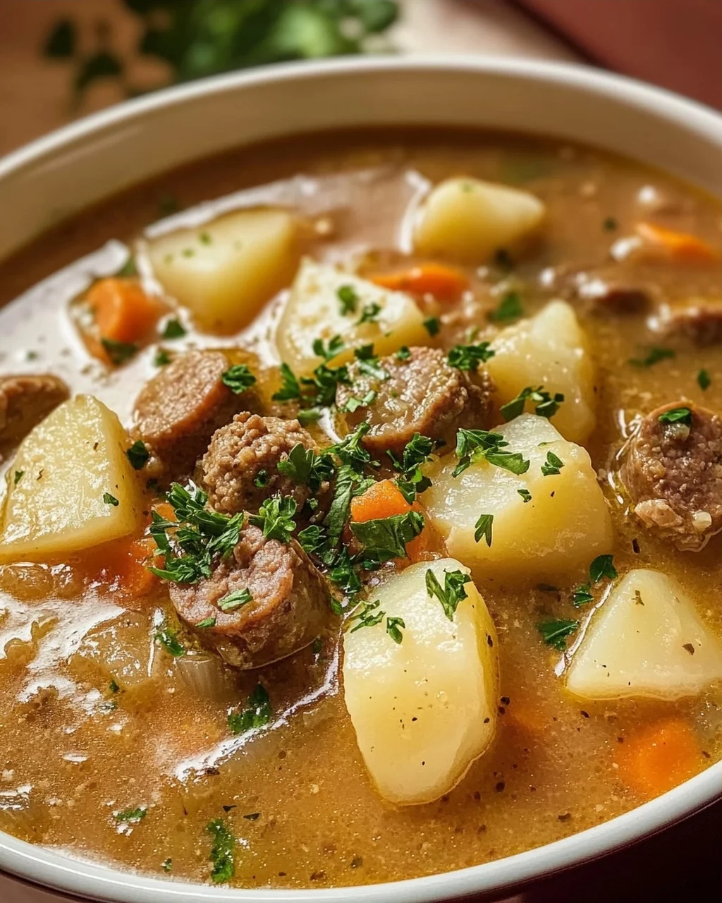 Klassische Rinderwurst Kartoffelsuppe – Herzhaft und lecker!