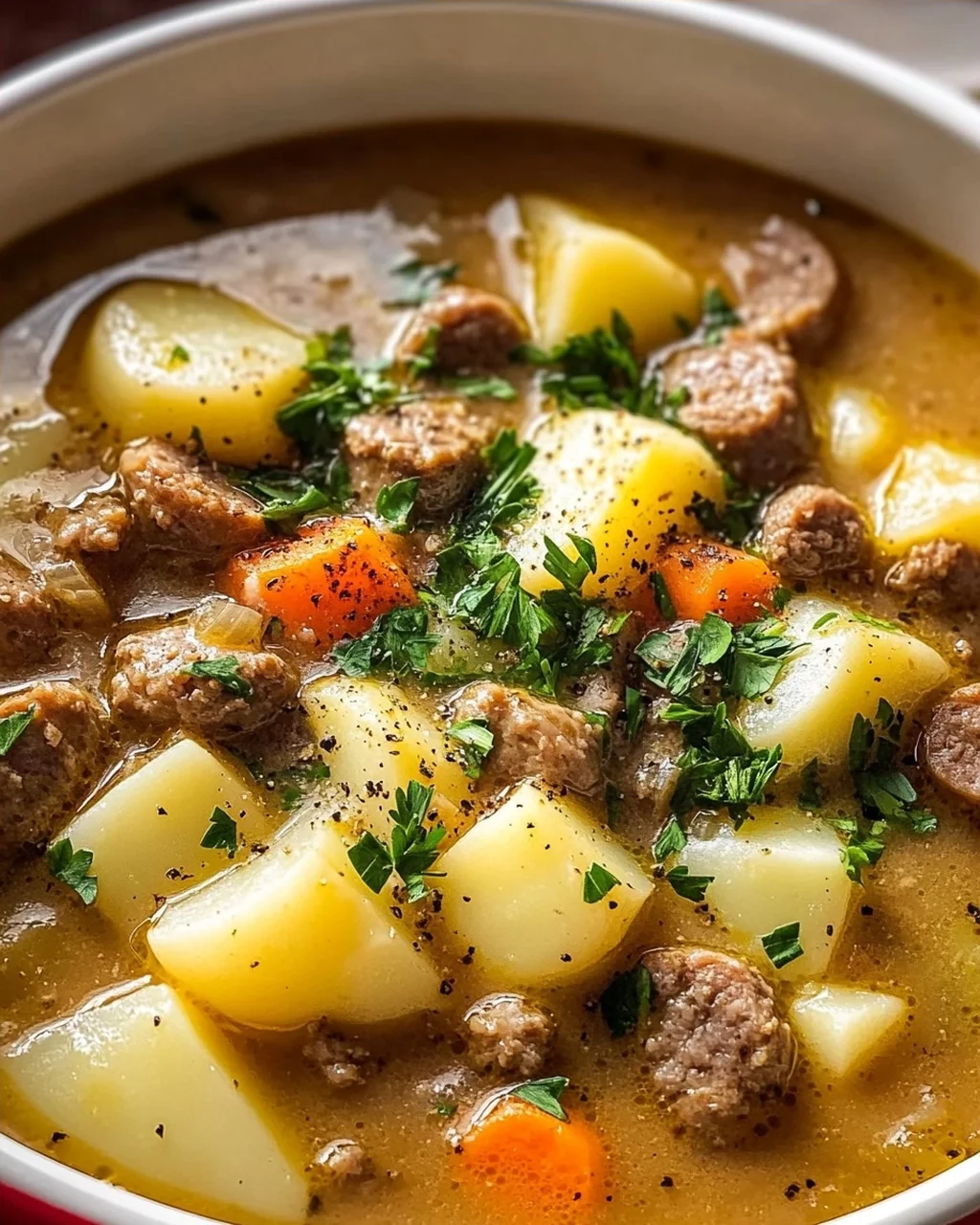 Klassische Rinderwurst Kartoffelsuppe – Herzhaft und lecker!