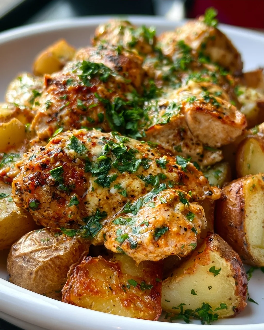 Knoblauch-Parmesan-Hähnchen mit Kartoffeln – Schnell & Lecker!
