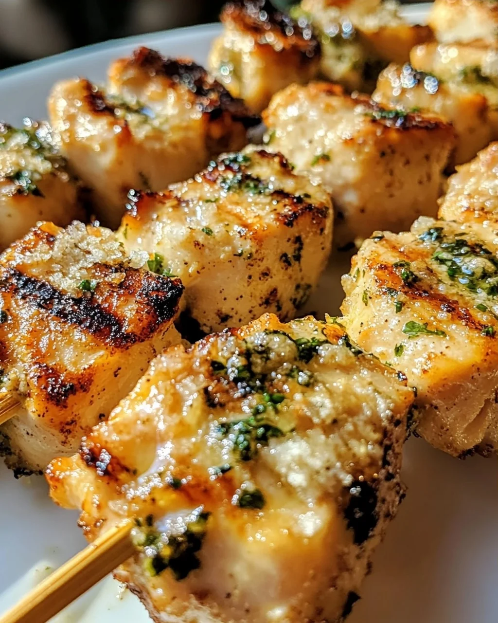 Knoblauch-Parmesan-Hähnchenspieße