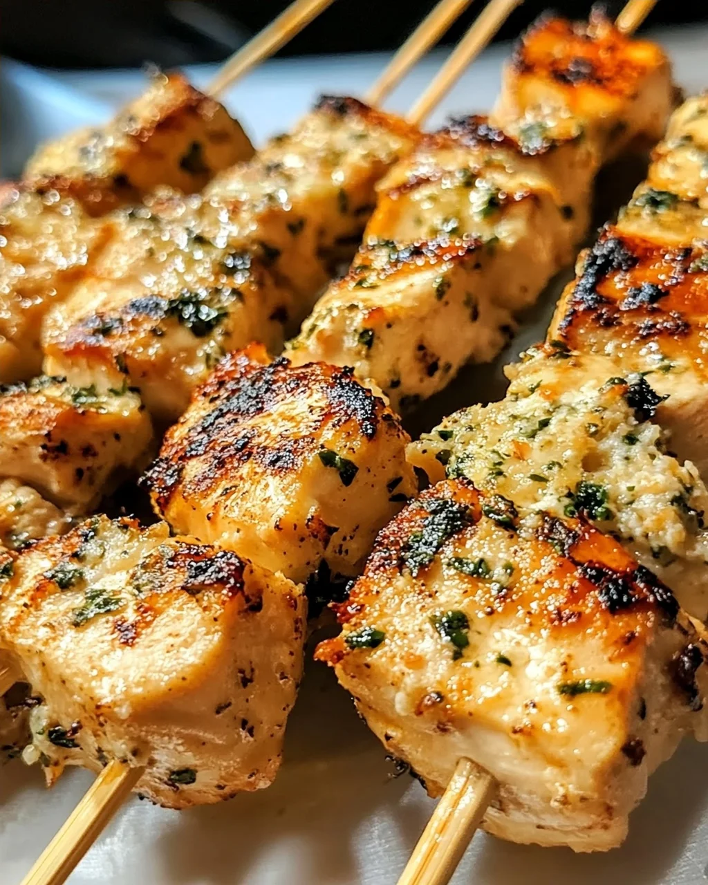Knoblauch-Parmesan-Hähnchenspieße