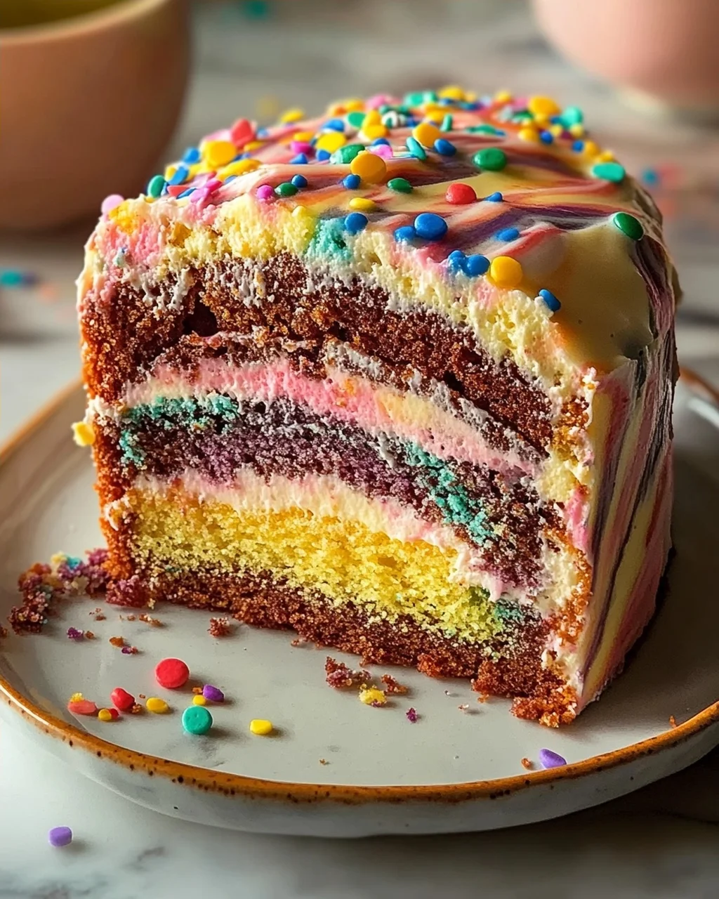 Kunterbunter Marmorkuchen