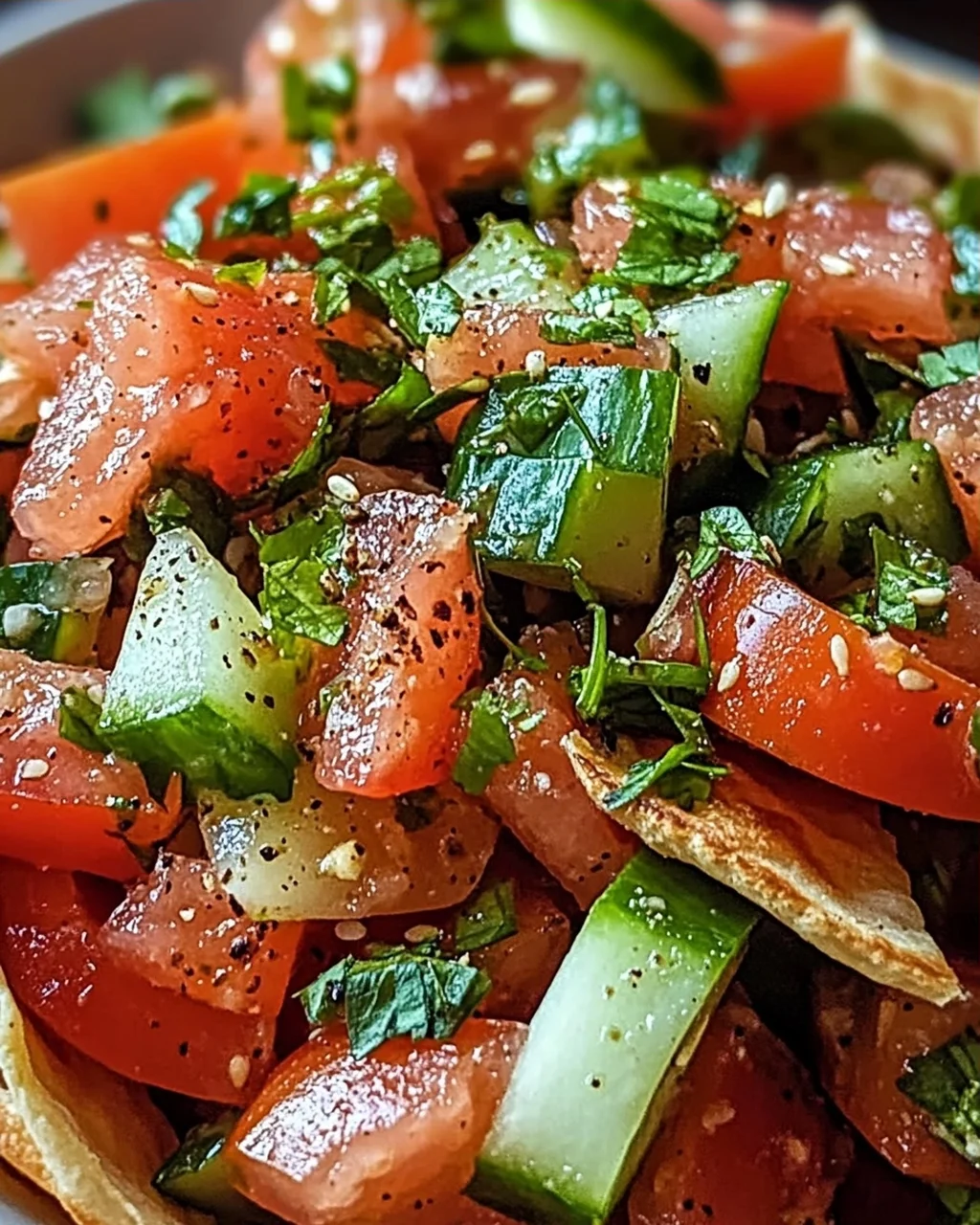 Libanesischer Tomaten Pita Salat