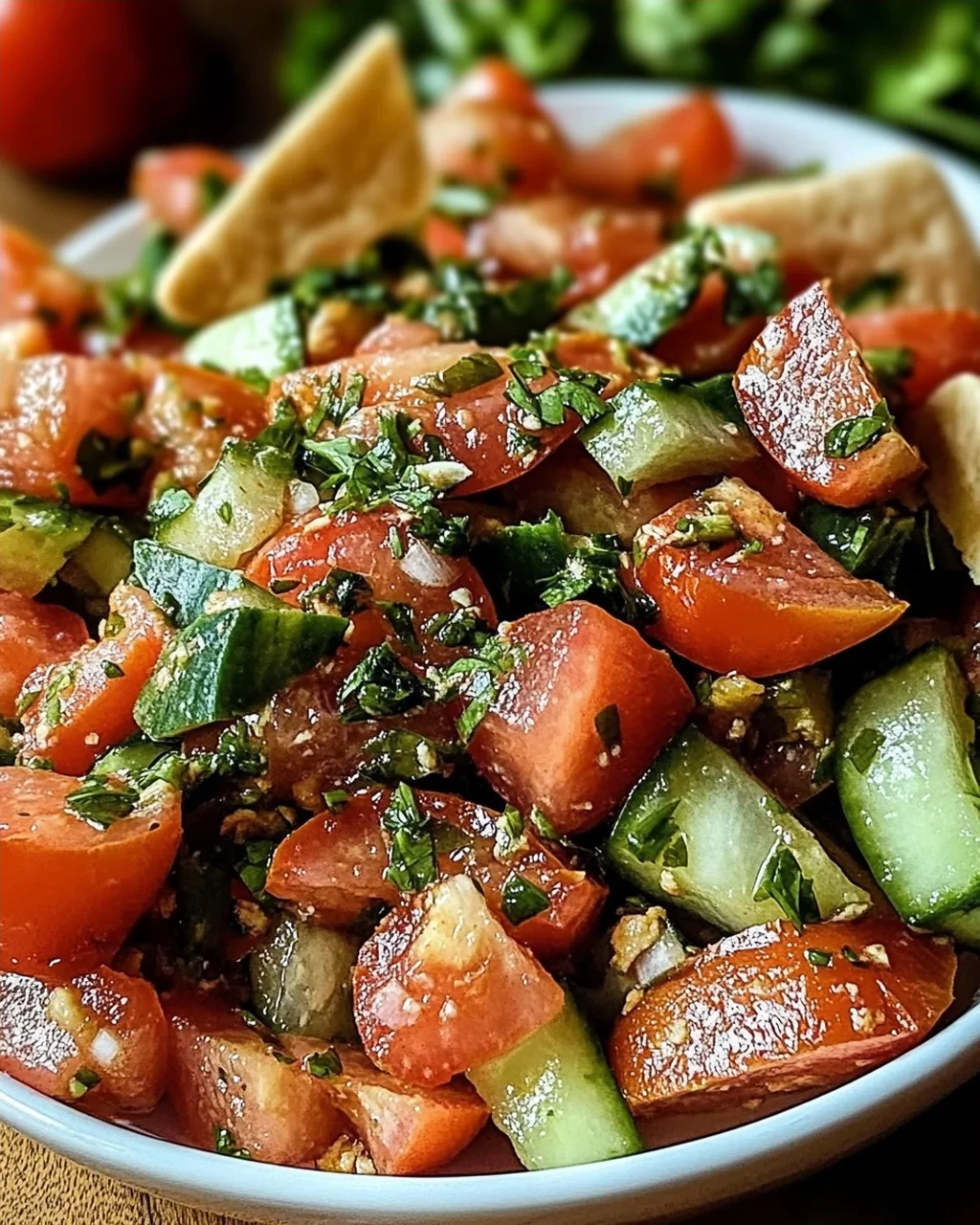 Libanesischer Tomaten Pita Salat