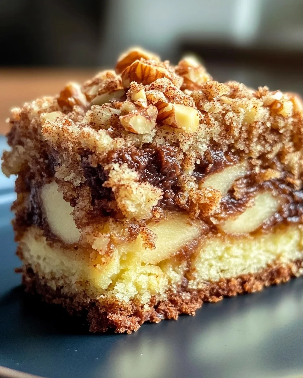 Marmorierter Apfel-Streuselkuchen mit Zimt und Nüssen