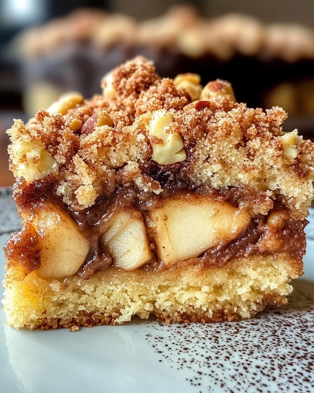 Marmorierter Apfel-Streuselkuchen mit Zimt und Nüssen