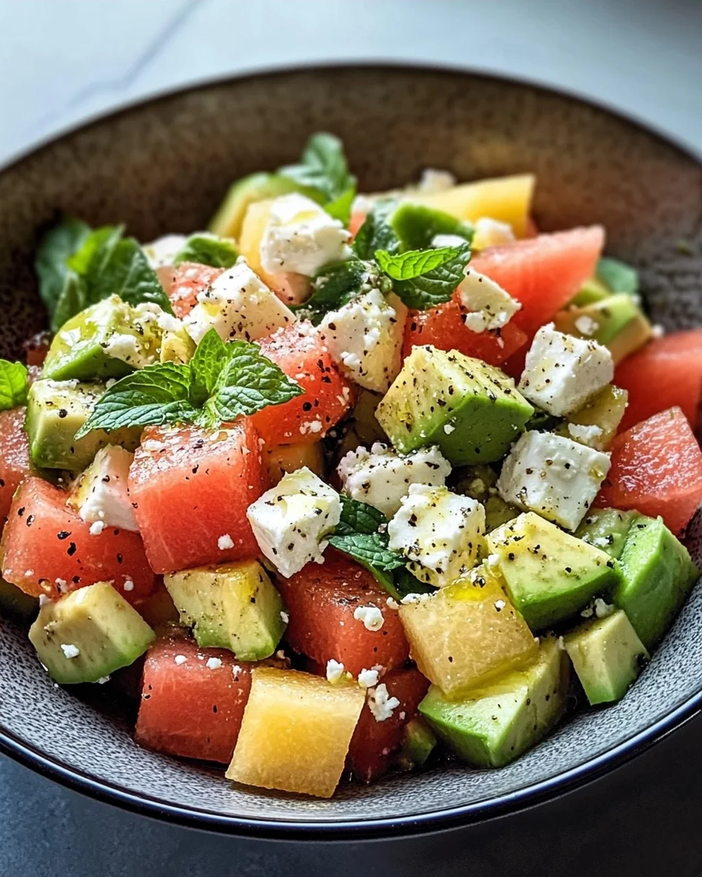 Melonen-Feta-Salat mit Avocado