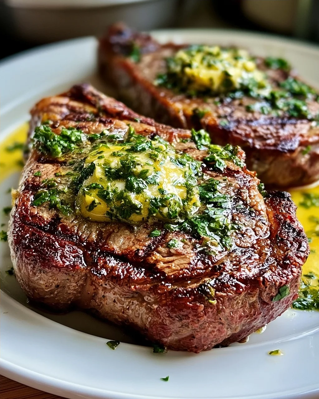 Perfektes in der Pfanne gebratenes Steak mit Knoblauchbutter