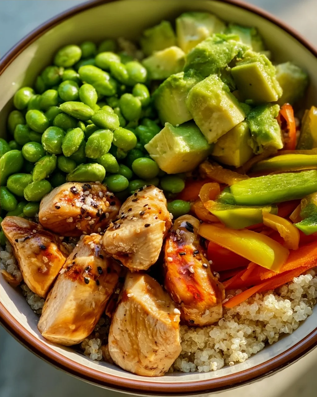 Protein Power Bowl: Hähnchen, Edamame & Avocado Genuss!