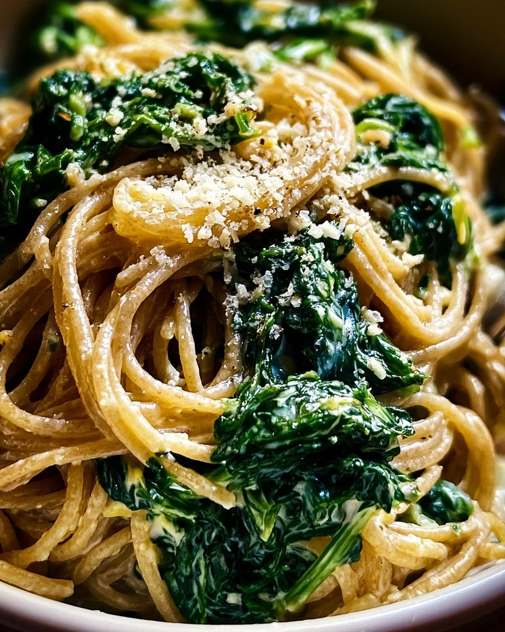Spaghetti mit Spinat Frischkäse-Sauce