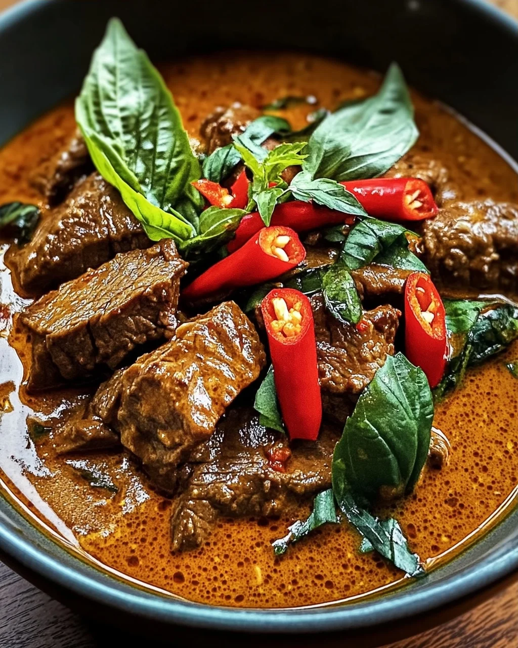 Thailändisches Rindfleisch mit roter Currysoße