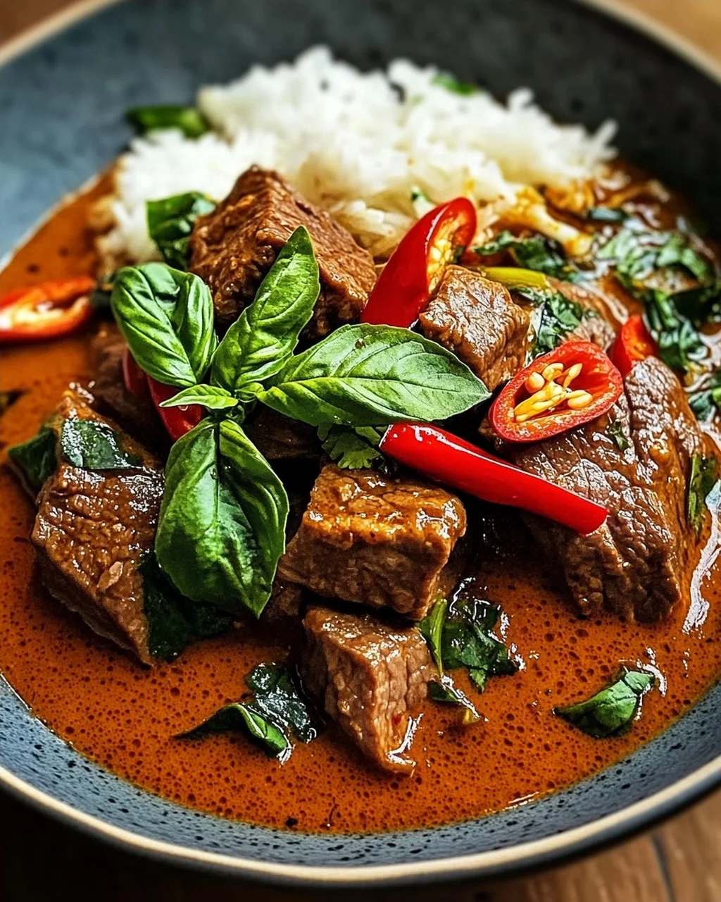 Thailändisches Rindfleisch mit roter Currysoße