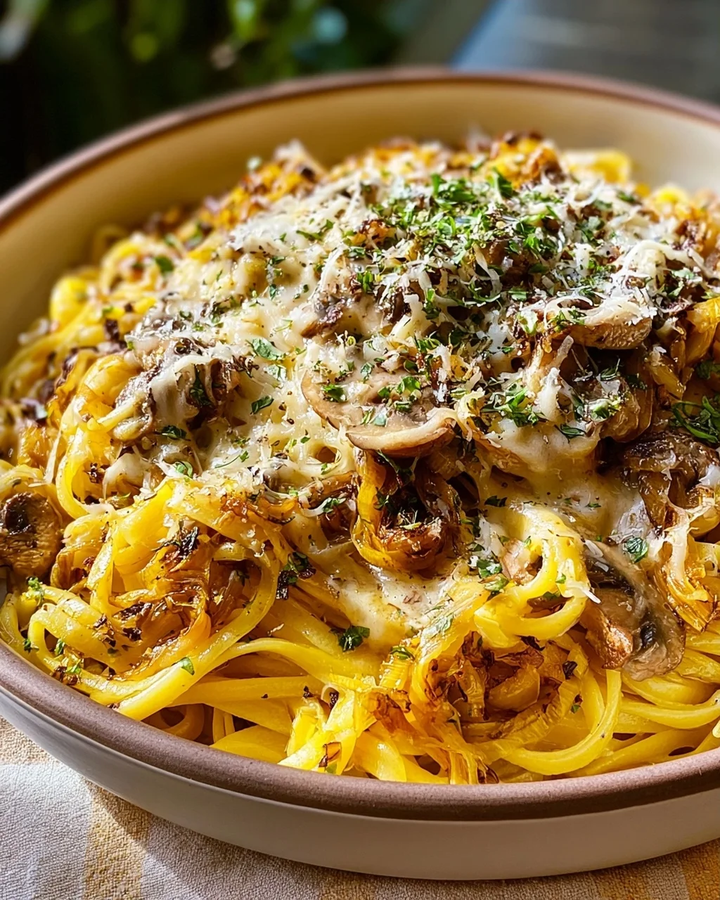 Unwiderstehliche Karamelisierter Lauch Pilz Gruyère Pasta
