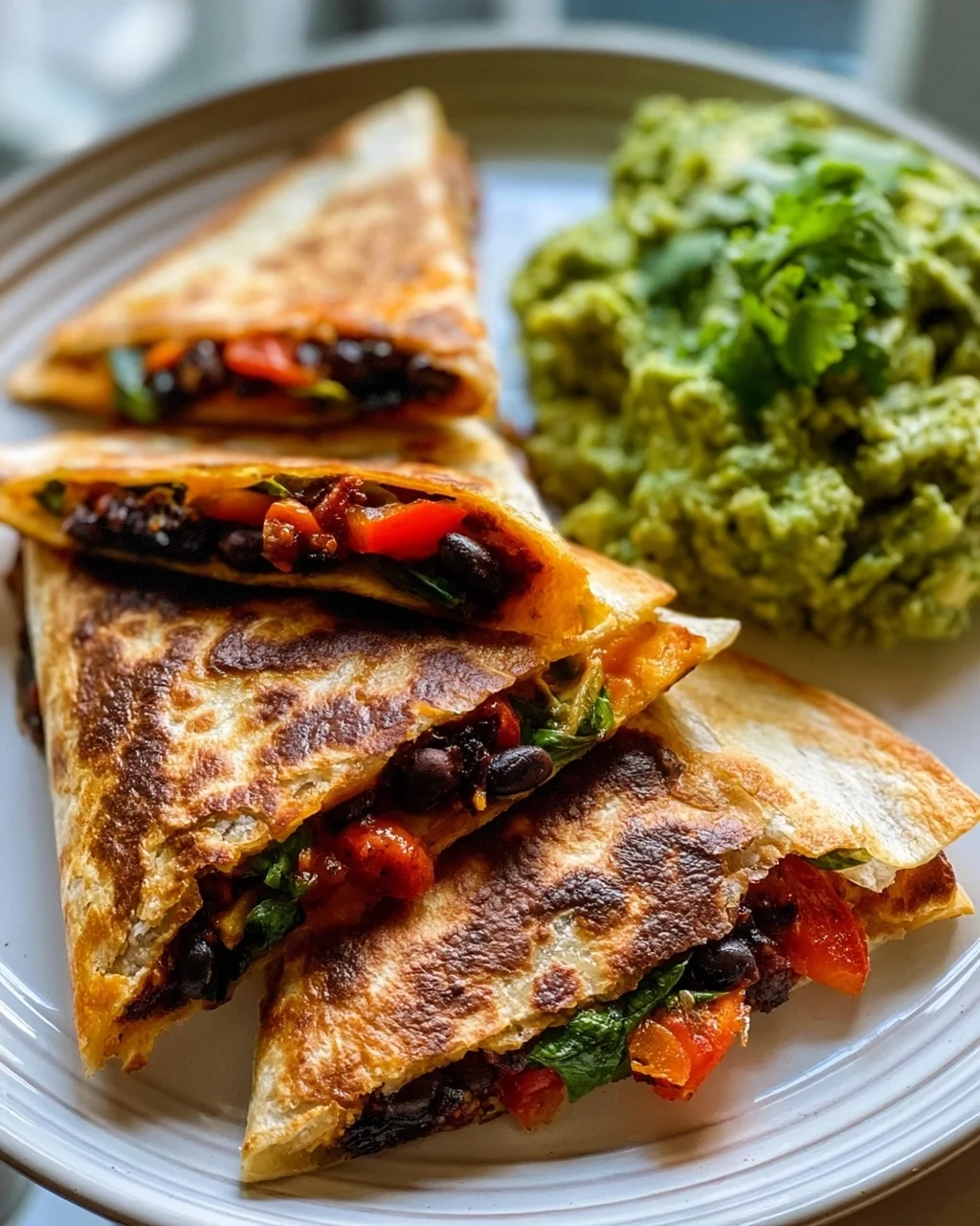 Vegane Quesadilla-Dreiecke aus der Air Fryer mit Guacamole