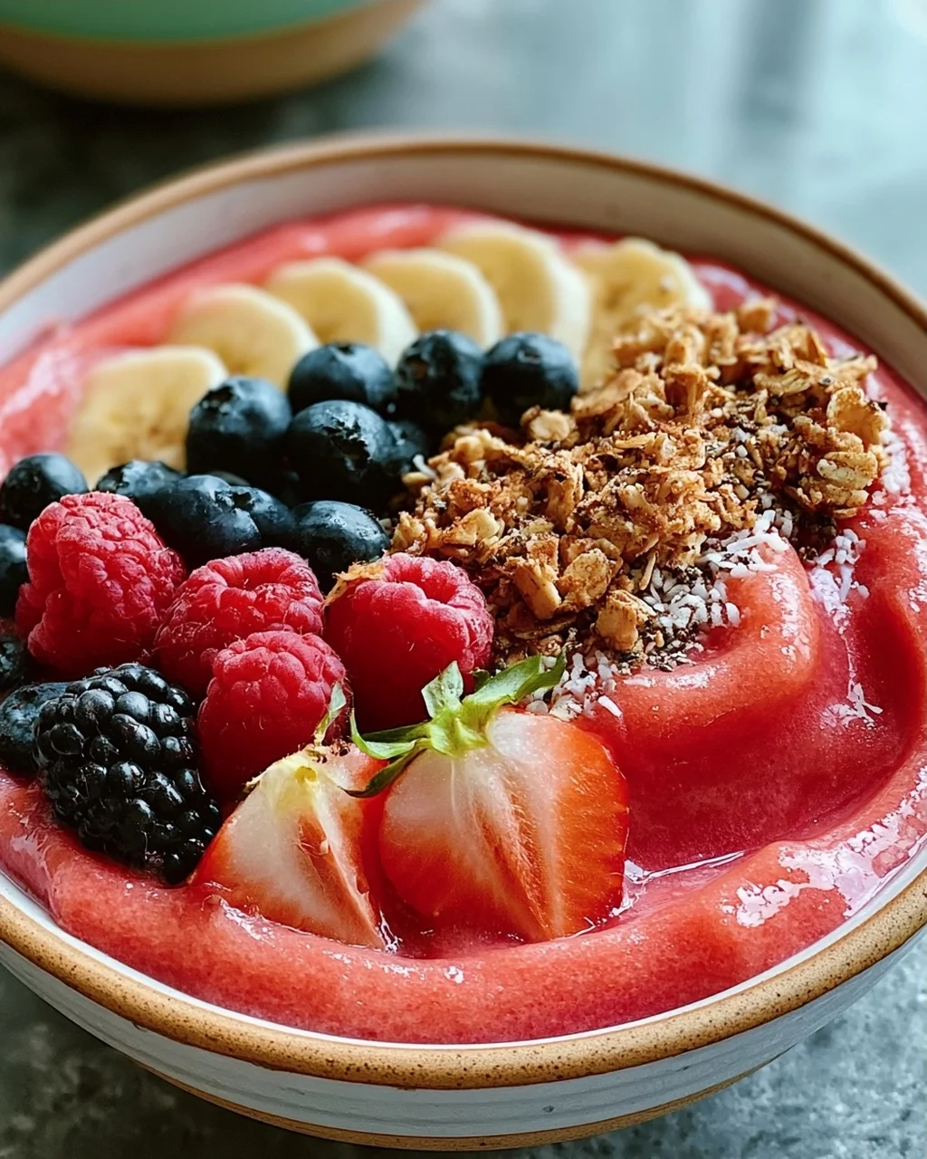 Wassermelonen-Smoothie-Schüssel für heiße Tage