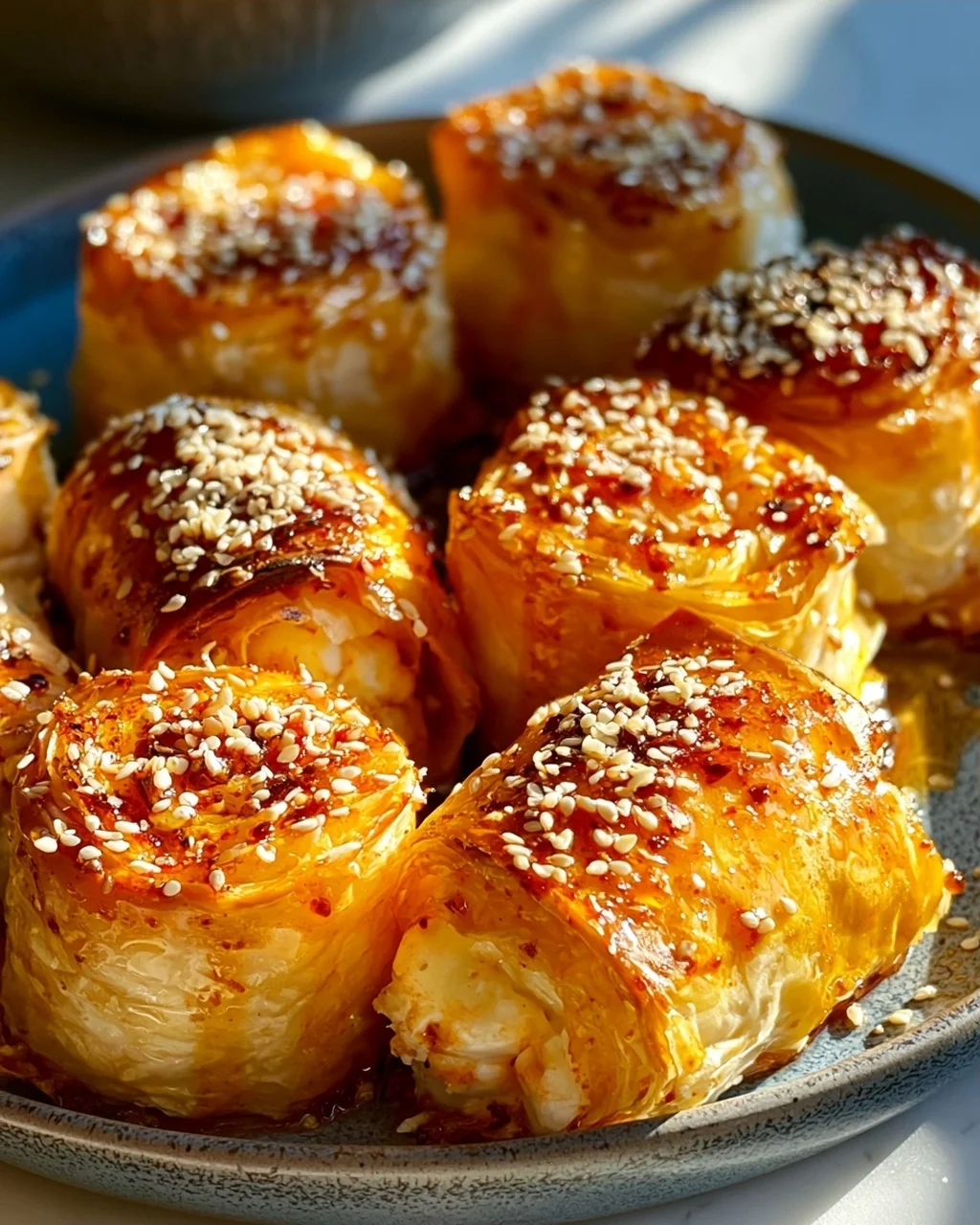 Würzige Feta Rollen aus dem Ofen: Chili-Honig Genuss!